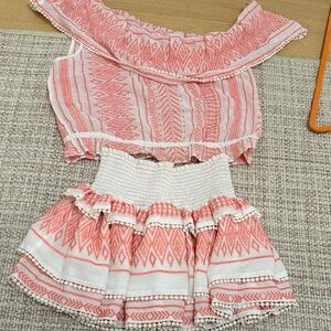 Pink and White Patterned Two-Piece Outfit